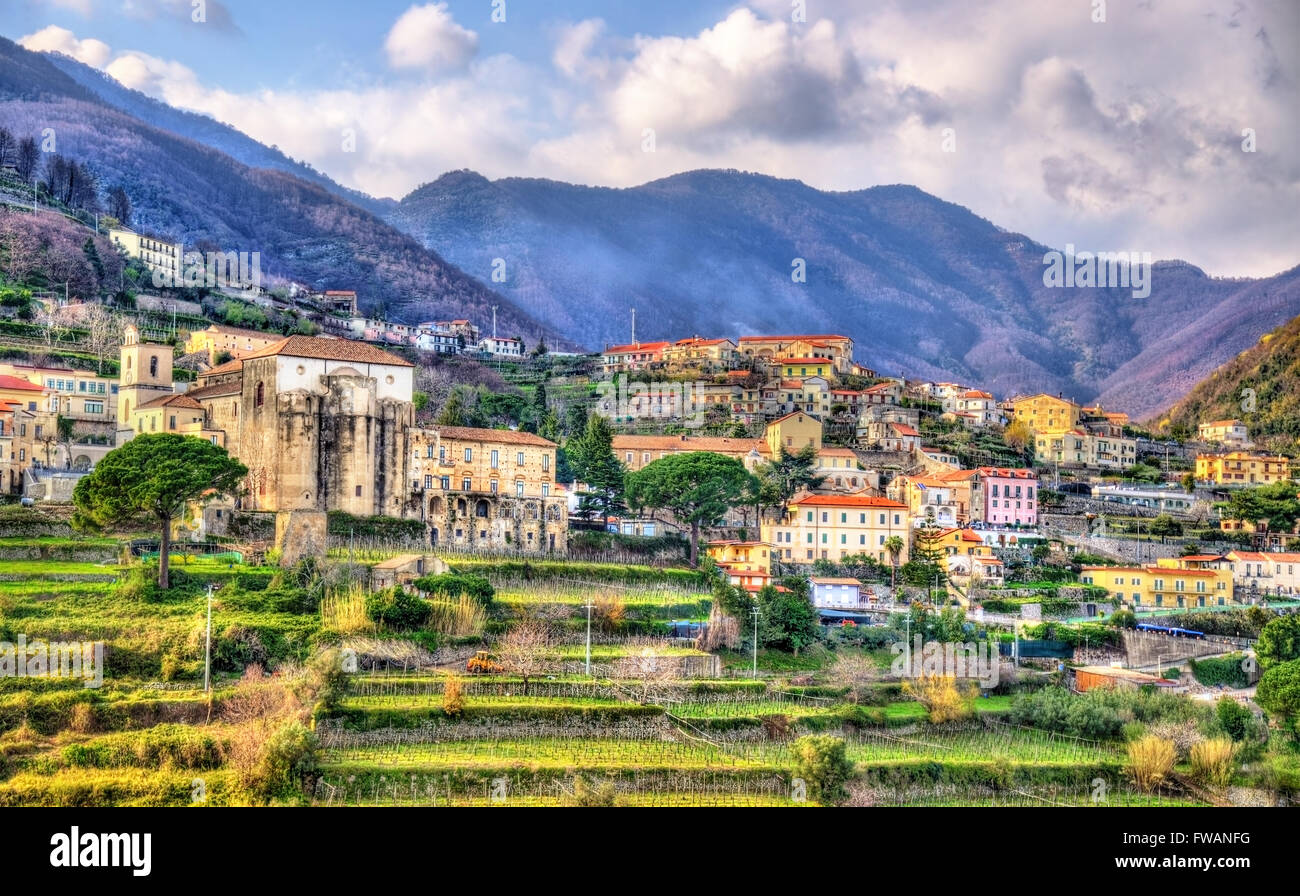 View of Scala village from Ravello Stock Photo