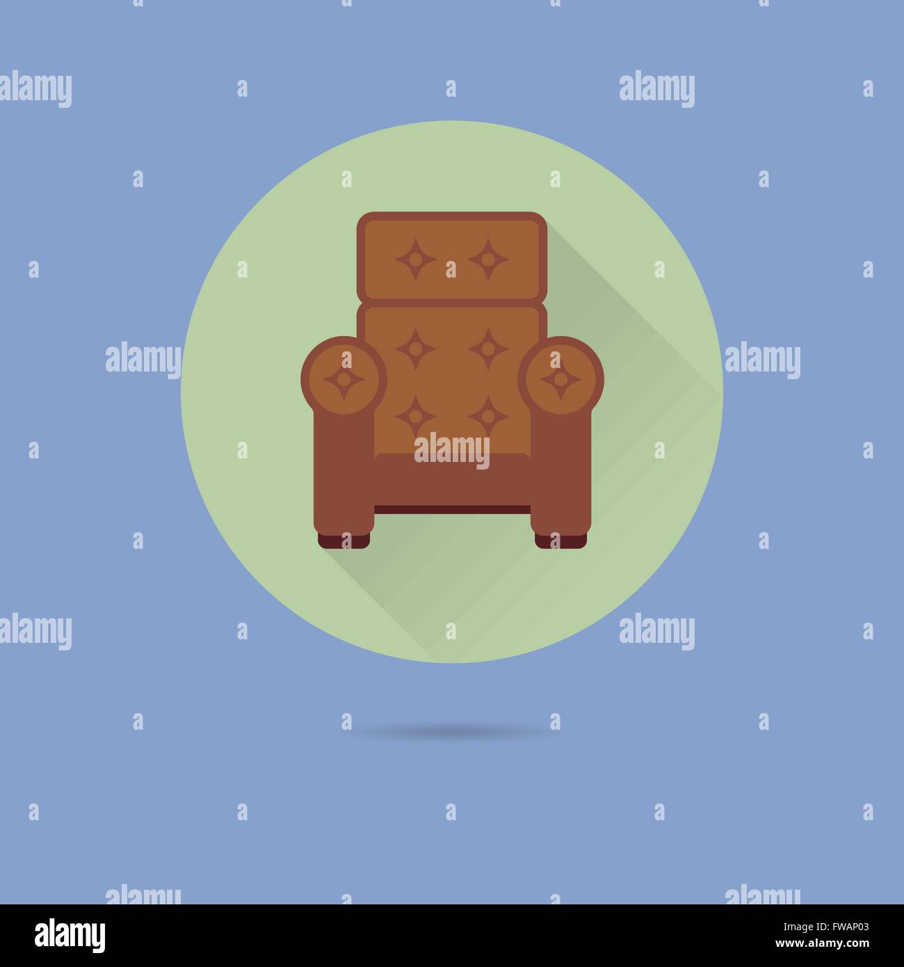 Armchair Flat Design Long Shadow Vector Icon Stock Vector