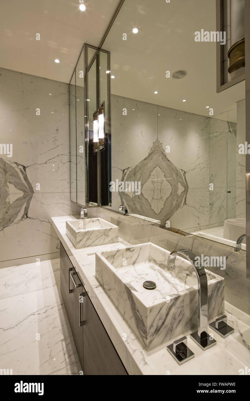 Luxury marble bathroom in a London apartment penthouse Stock Photo