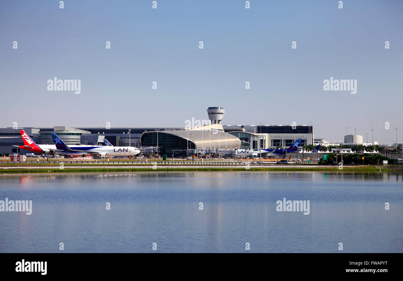 Panoramic photo of the famous Miami International Airport Stock Photo