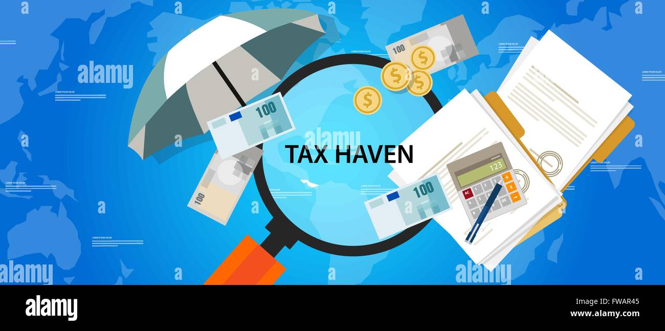 tax haven country finance business illustration money protection Stock Vector