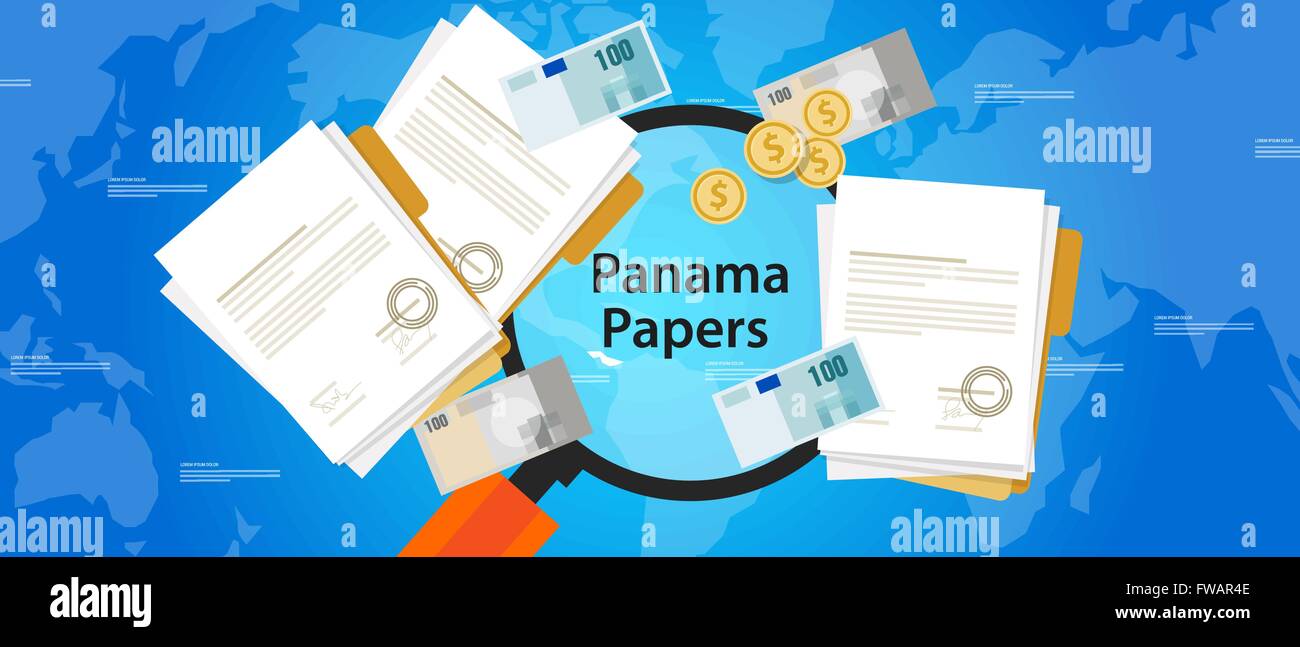 panama papers leaked document money laundering crime Stock Vector