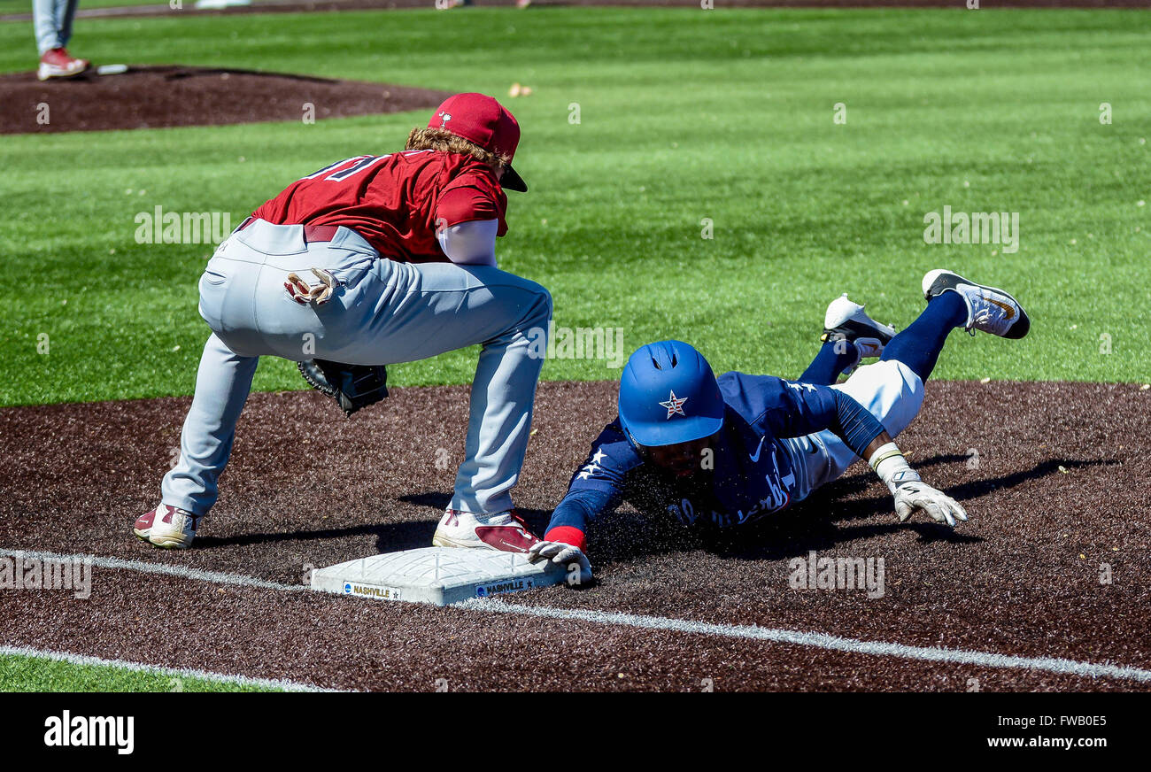 April 2, 2016 Ro Coleman 1 slides in to first during the NCAA