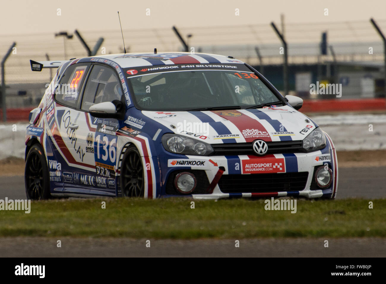 Towcester, Northamptonshire, UK. 2nd April, 2016. Team BRIT Volkswagen GTi during the Hankook 24 Hours Touring Car Series at Silverstone Circuit (Photo by Gergo Toth / Alamy Live News) Stock Photo