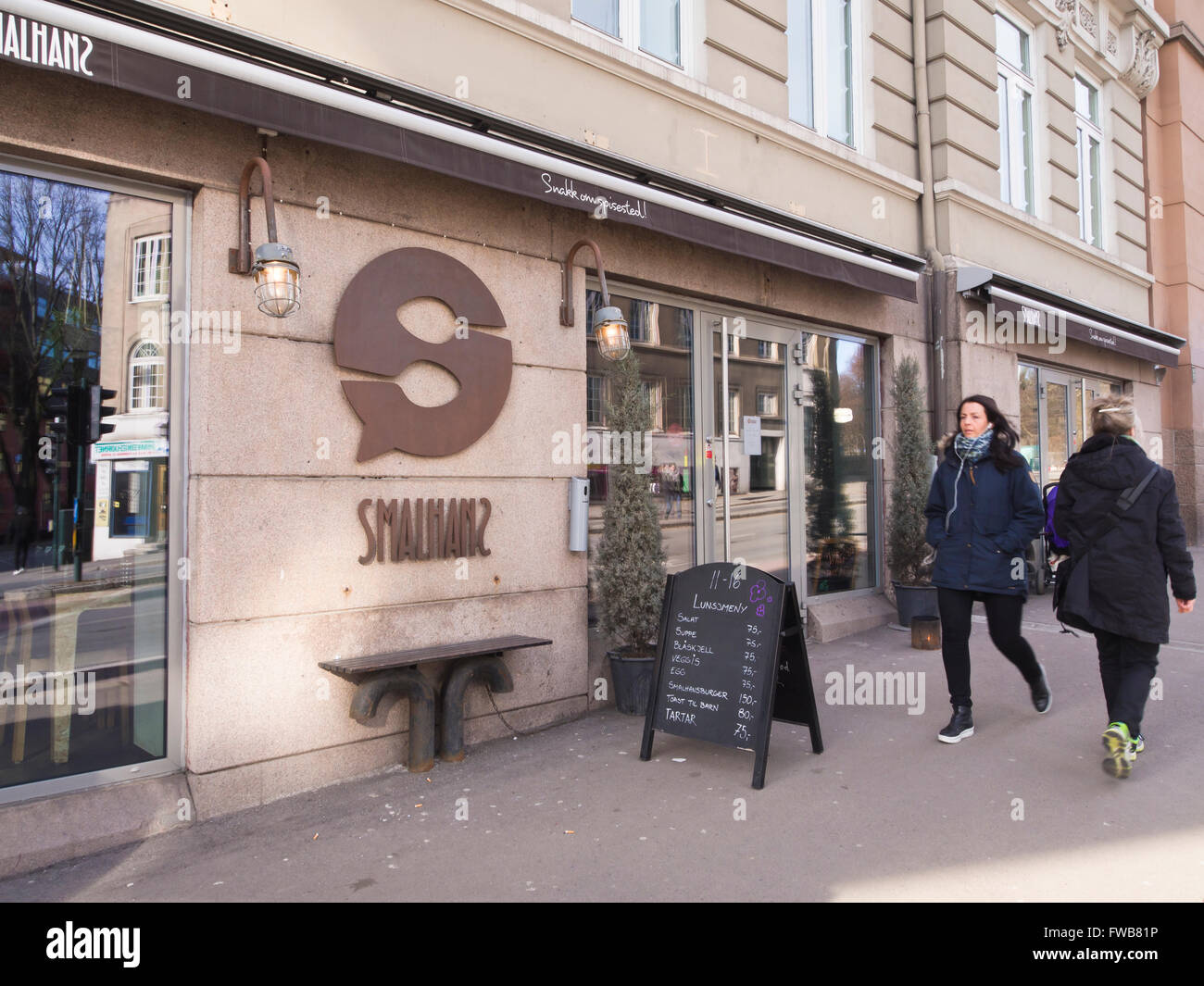 Smalhans restaurant in Oslo Norway, popular with the locals Around St. Hanshaugen and well rated by visiting tourists Stock Photo