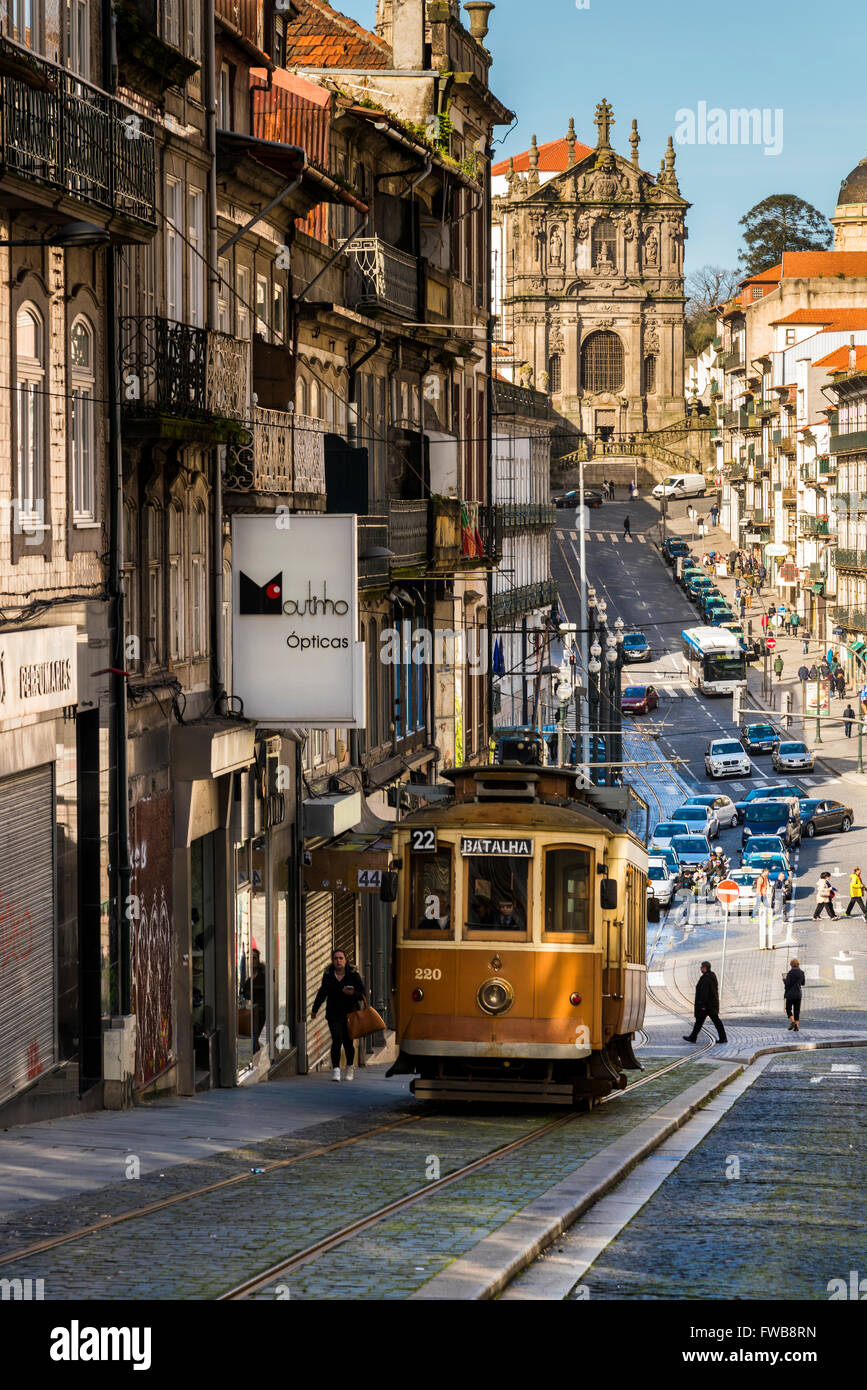Heritage tram in Porto, Portugal Stock Photo
