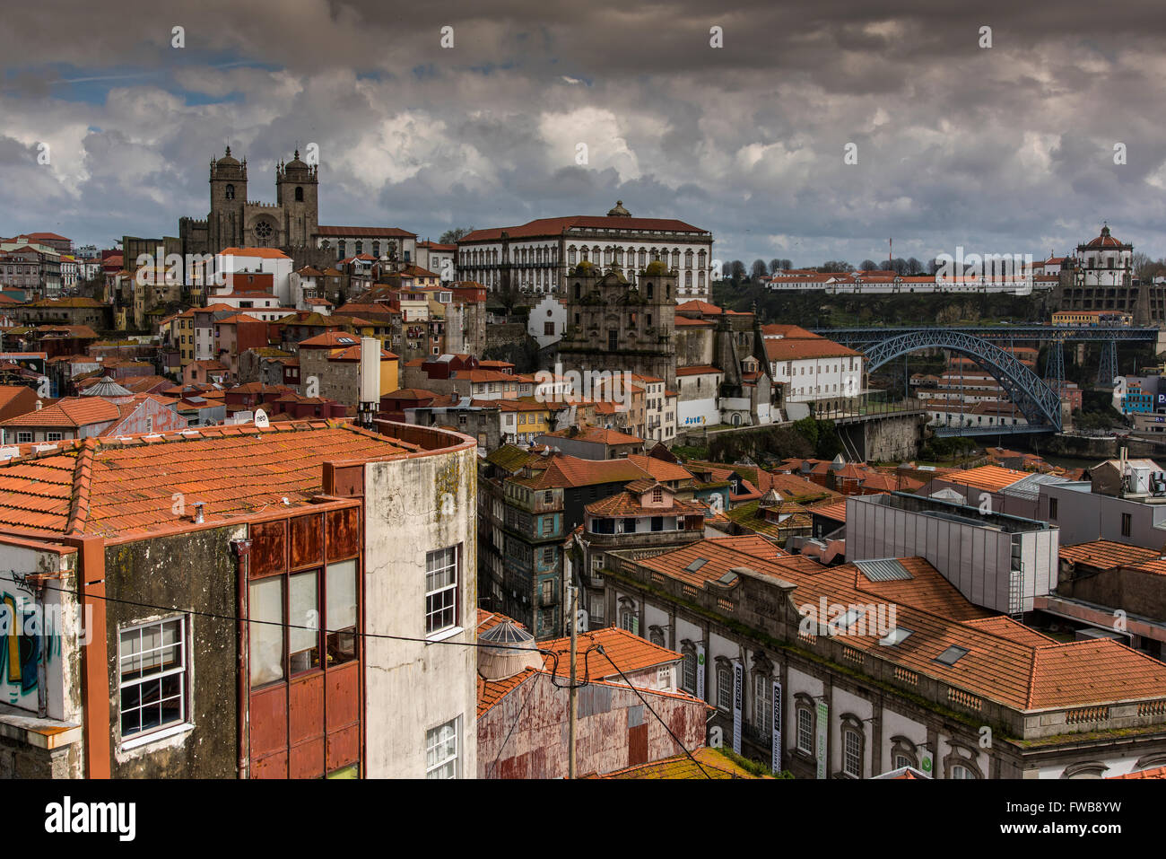 Ribeira district skyline, Porto, Portugal Stock Photo
