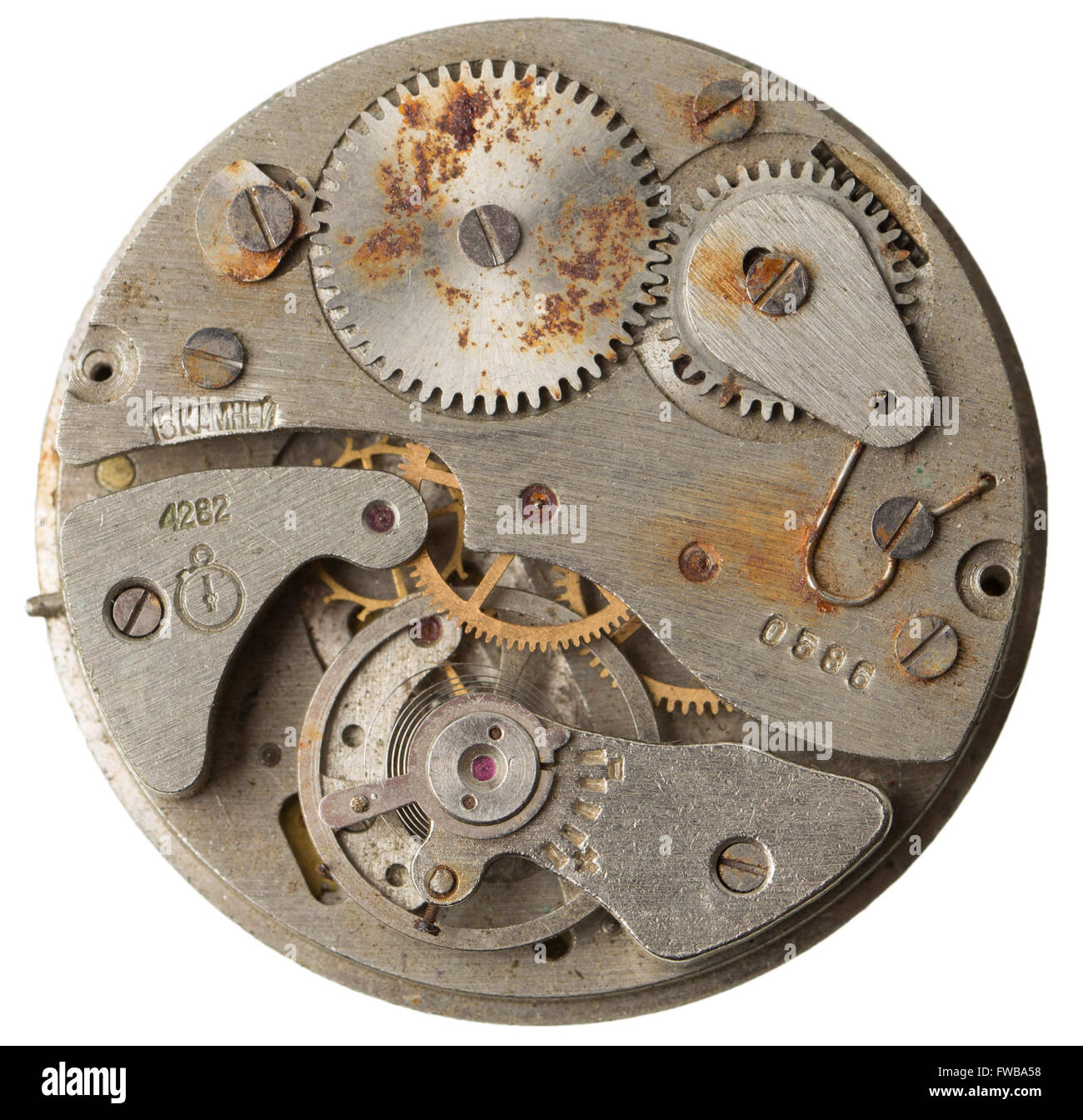 Old clockwork macro shot isolated Stock Photo Alamy