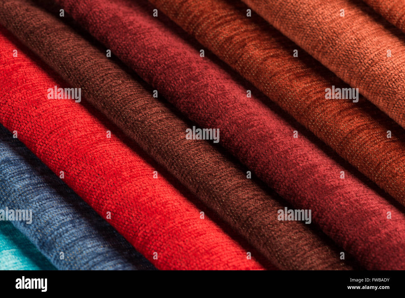 Closeup detail of multi color fabric texture samples Stock Photo - Alamy