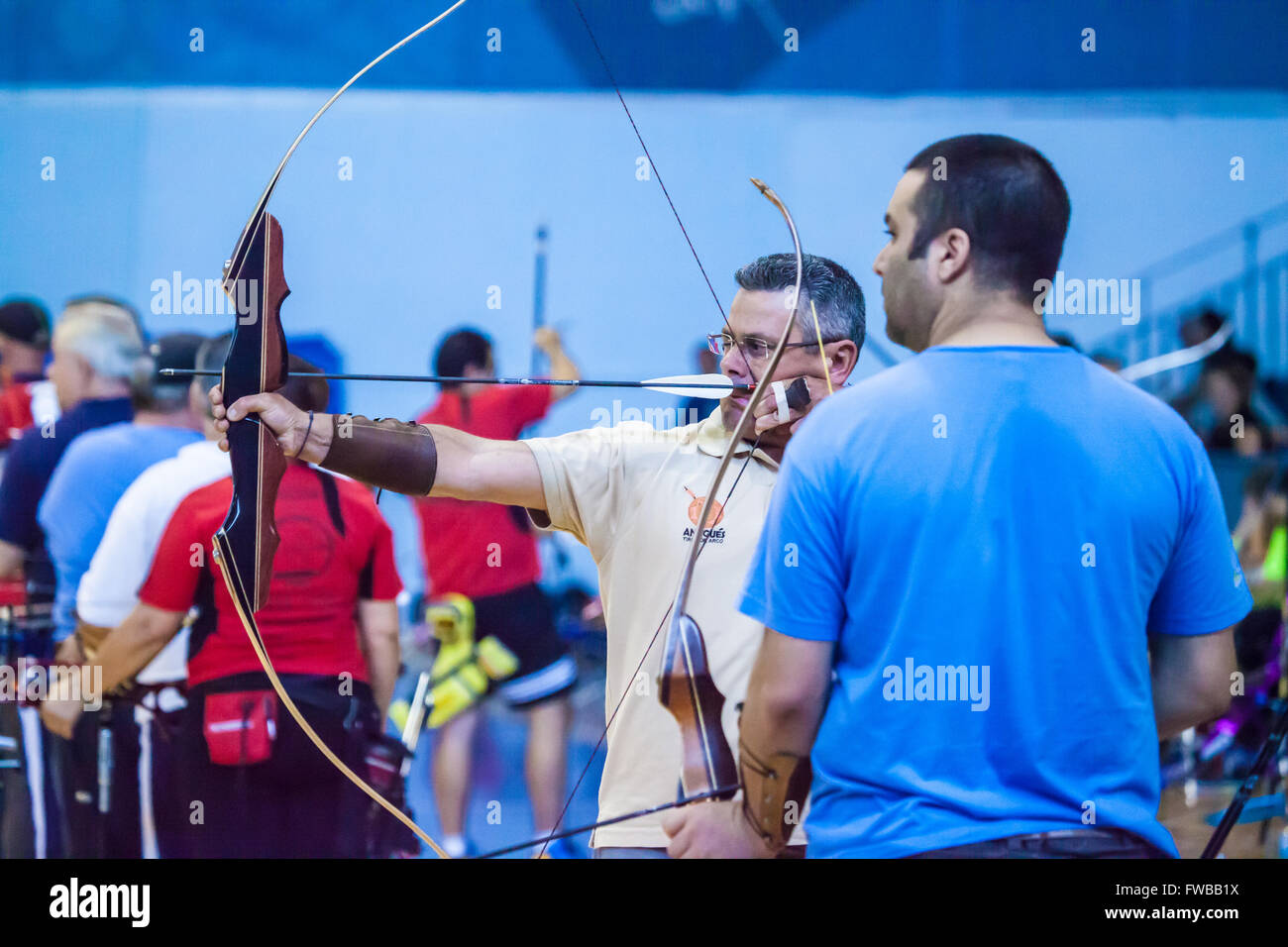 indoors archery match Stock Photo Alamy