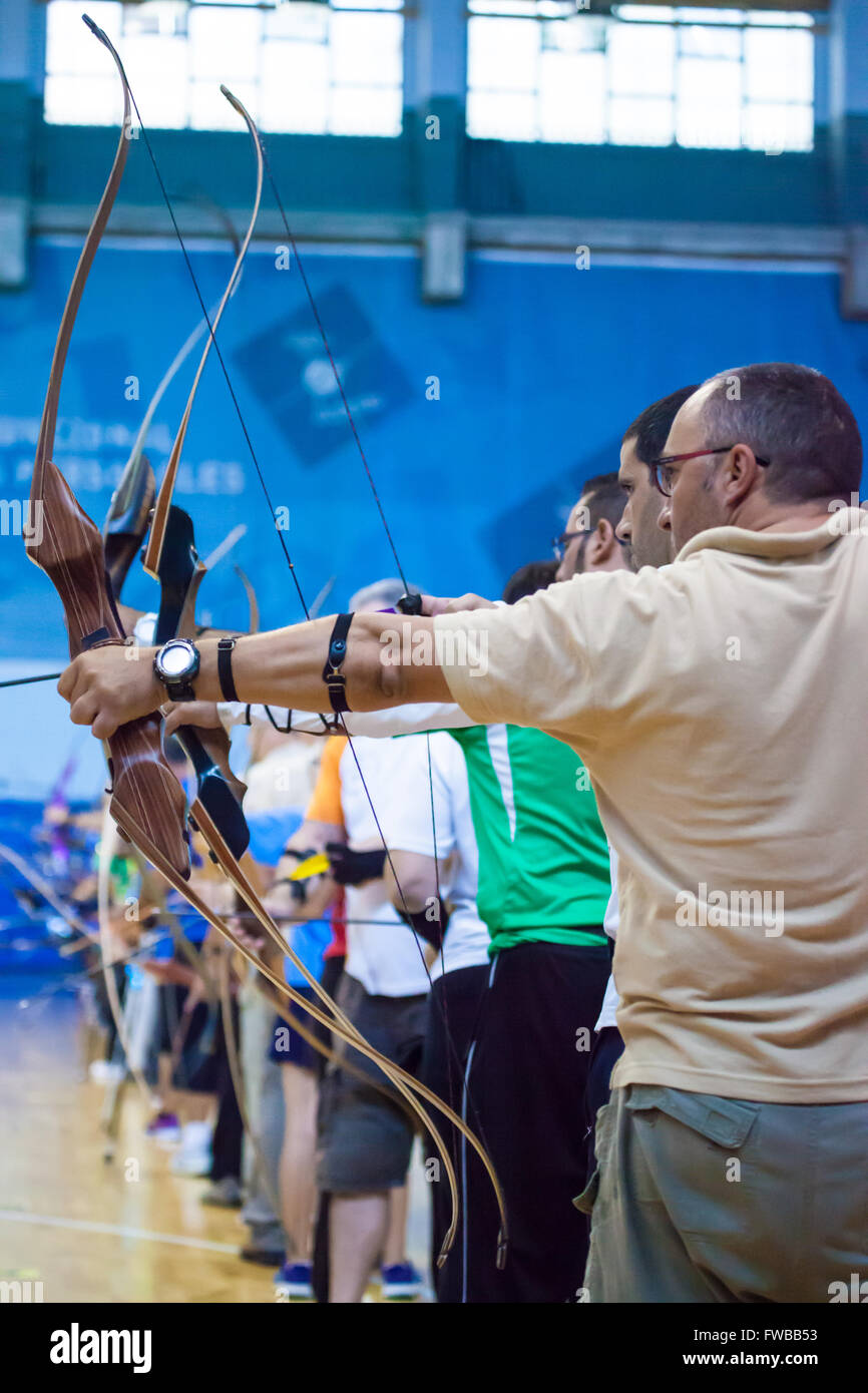indoors archery match Stock Photo Alamy