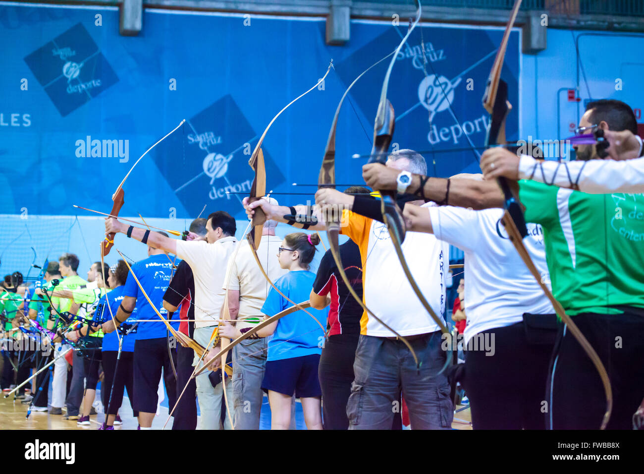 indoors archery match Stock Photo Alamy