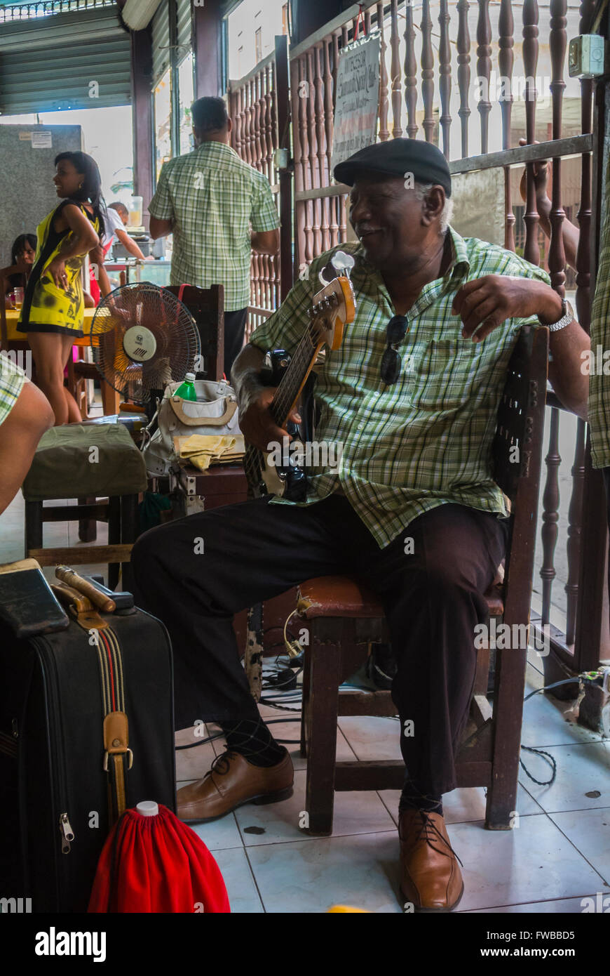 Cuban Musicians at restaurant Havana Cuba Central America Stock Photo