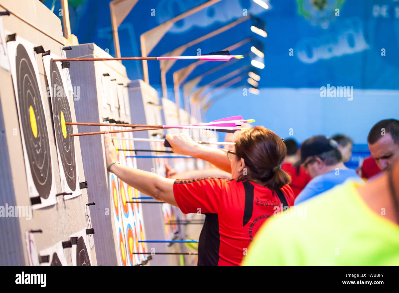 indoors archery match Stock Photo Alamy