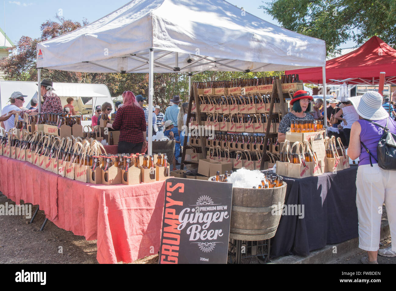Ginger Beer Stall at outdoor market, Nundle Australia Stock Photo