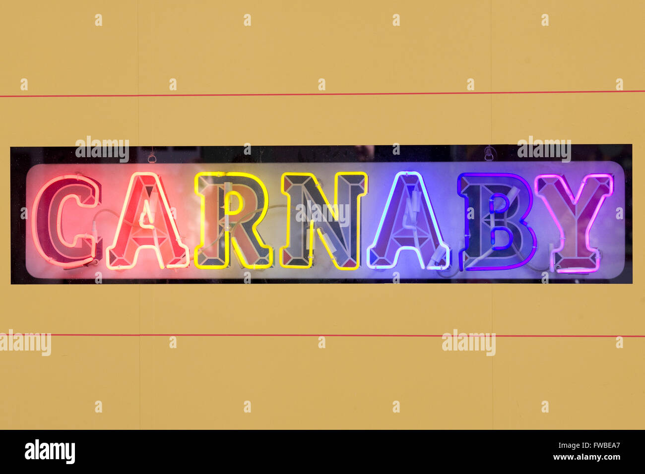Neon Carnaby street sign Stock Photo