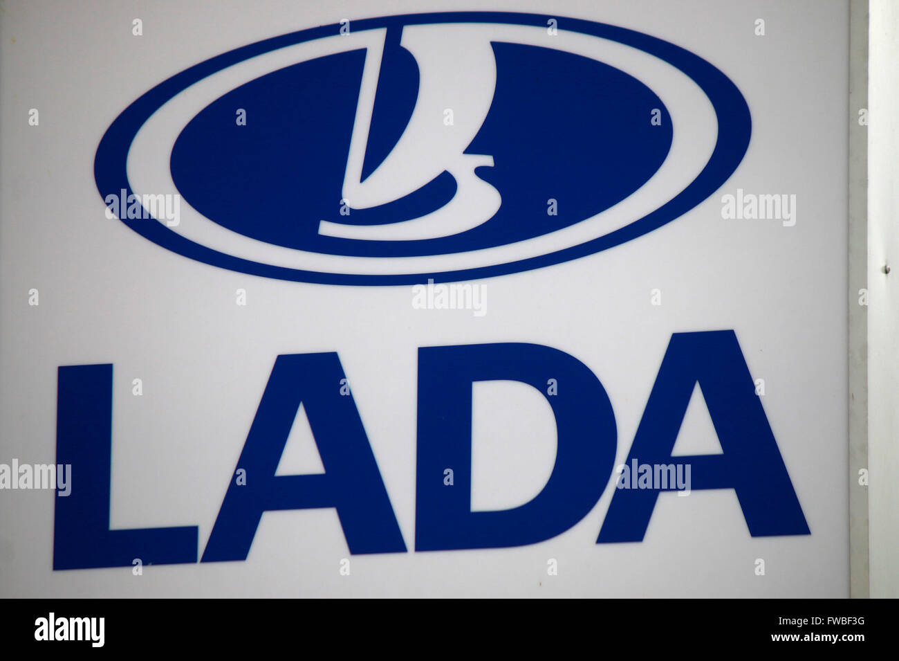 das Logo der Marke 'Lada', Berlin. Stock Photo