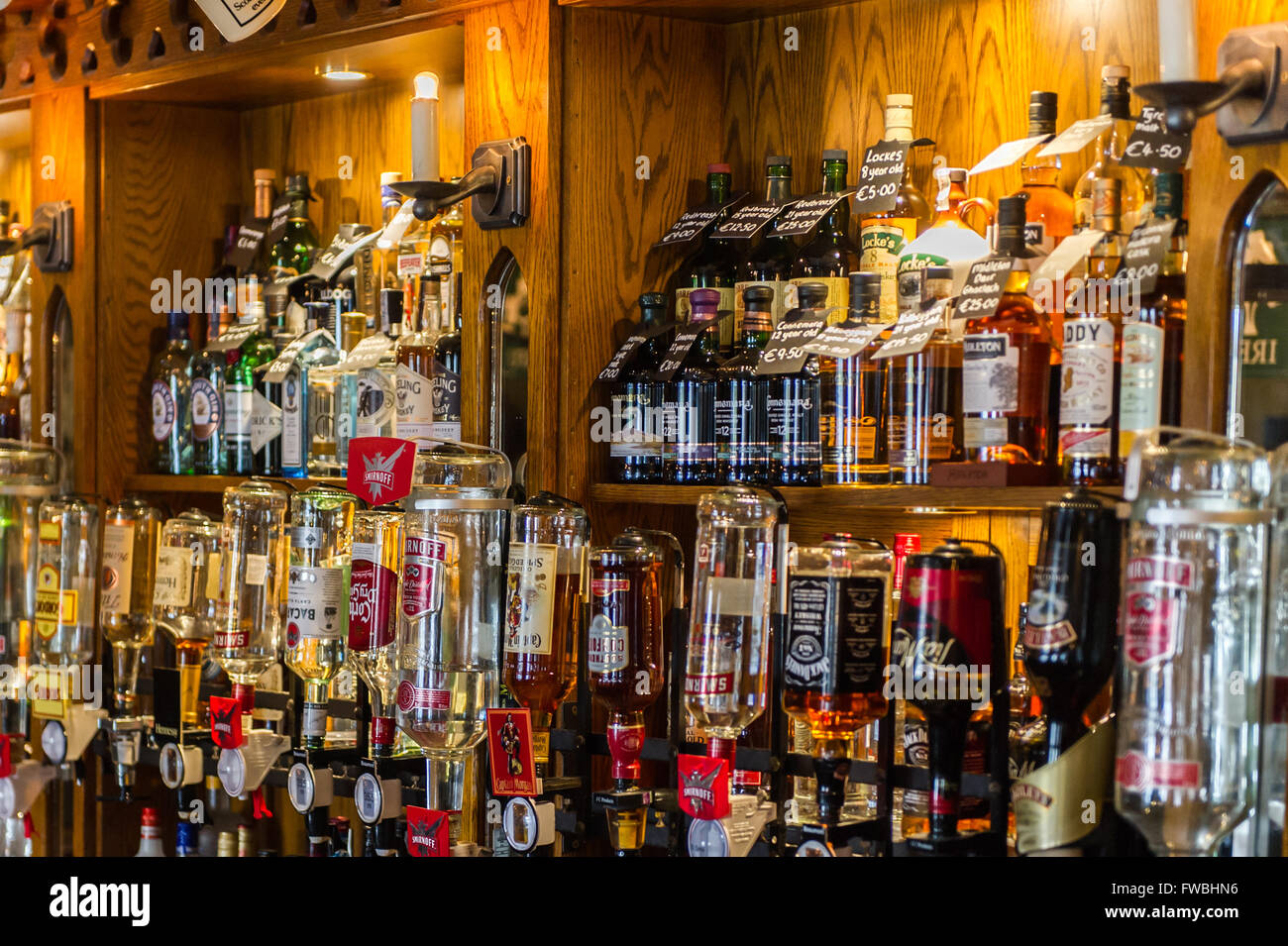 Bar in The Muskerry Arms Pub, Blarney, County Cork, Ireland. Stock Photo