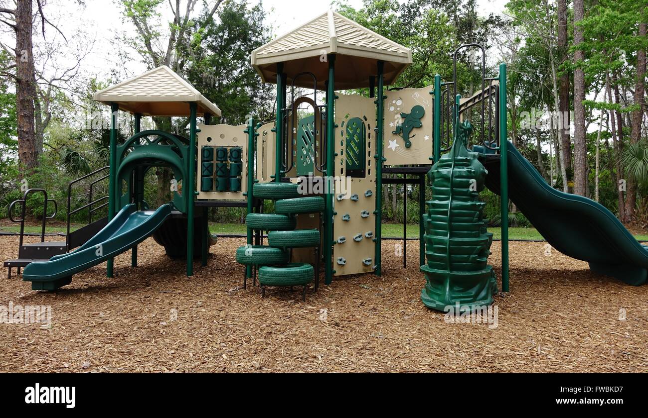 Kiddie playground at Kings Bay park, Crystal River, Florida slides