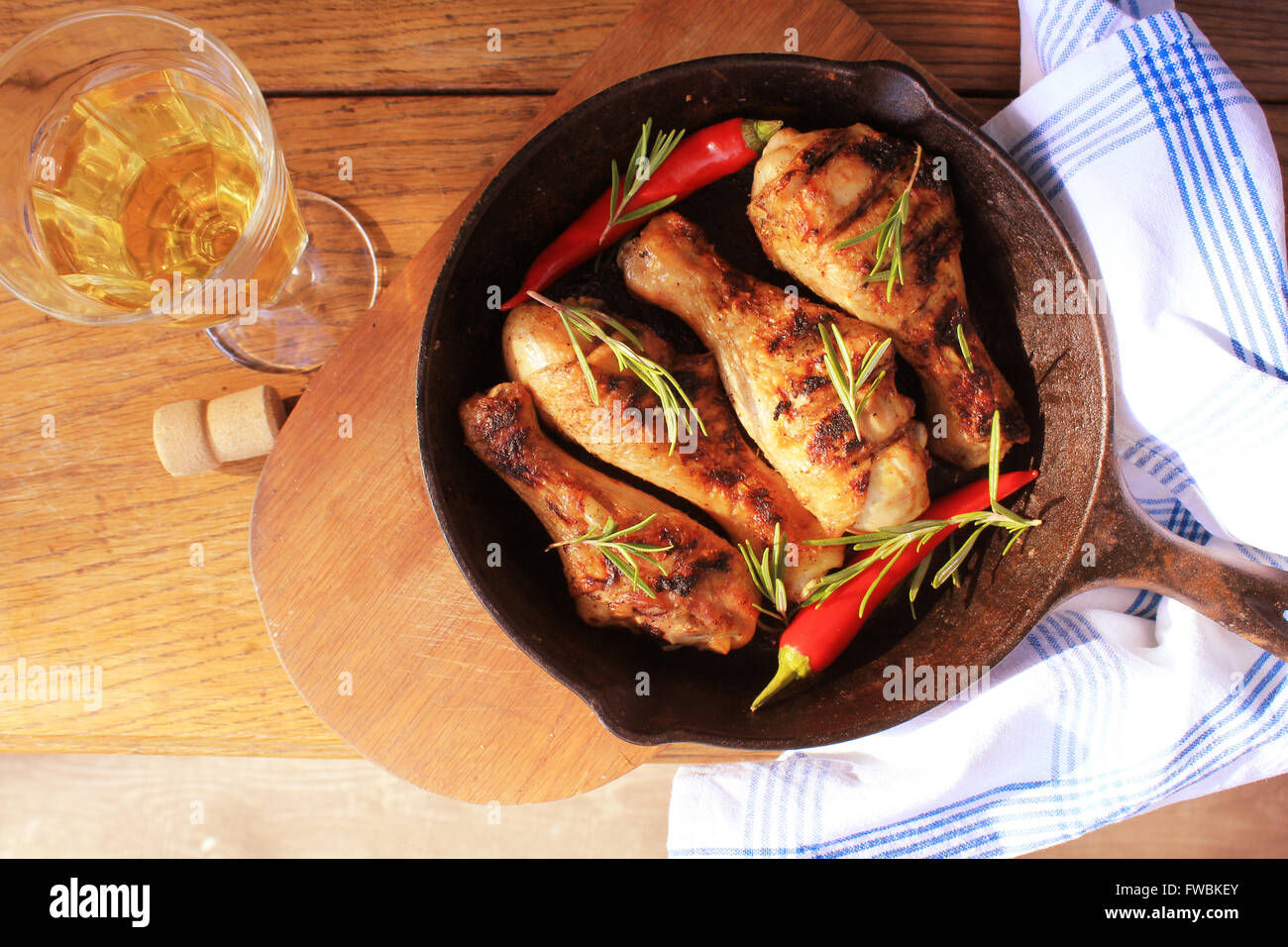 Grilled chicken legs in pan Stock Photo Alamy