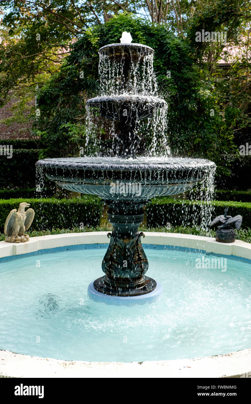 Fountain in Japanese water garden of Calhoun Mansion, Meeting Street