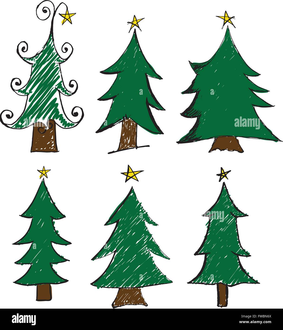 Vector illustration of Christmas tree design set. Stock Vector