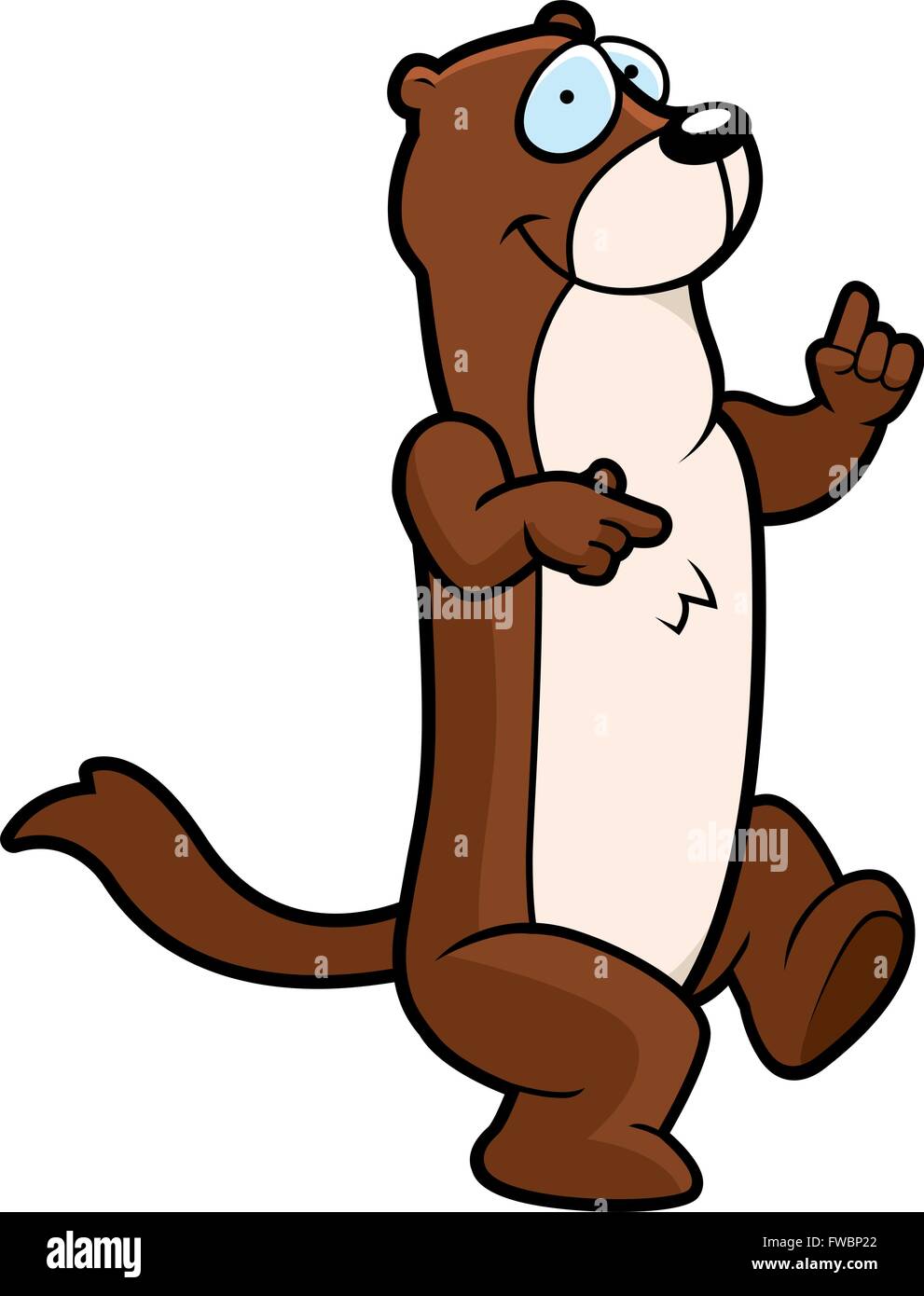 A happy cartoon weasel dancing and smiling. Stock Vector