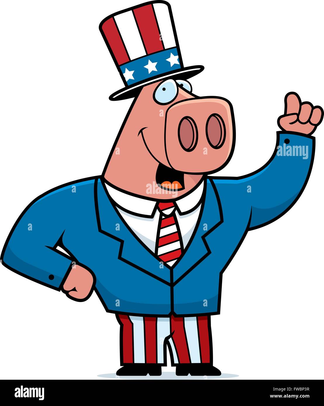 A happy cartoon pig in a patriotic suit. Stock Vector