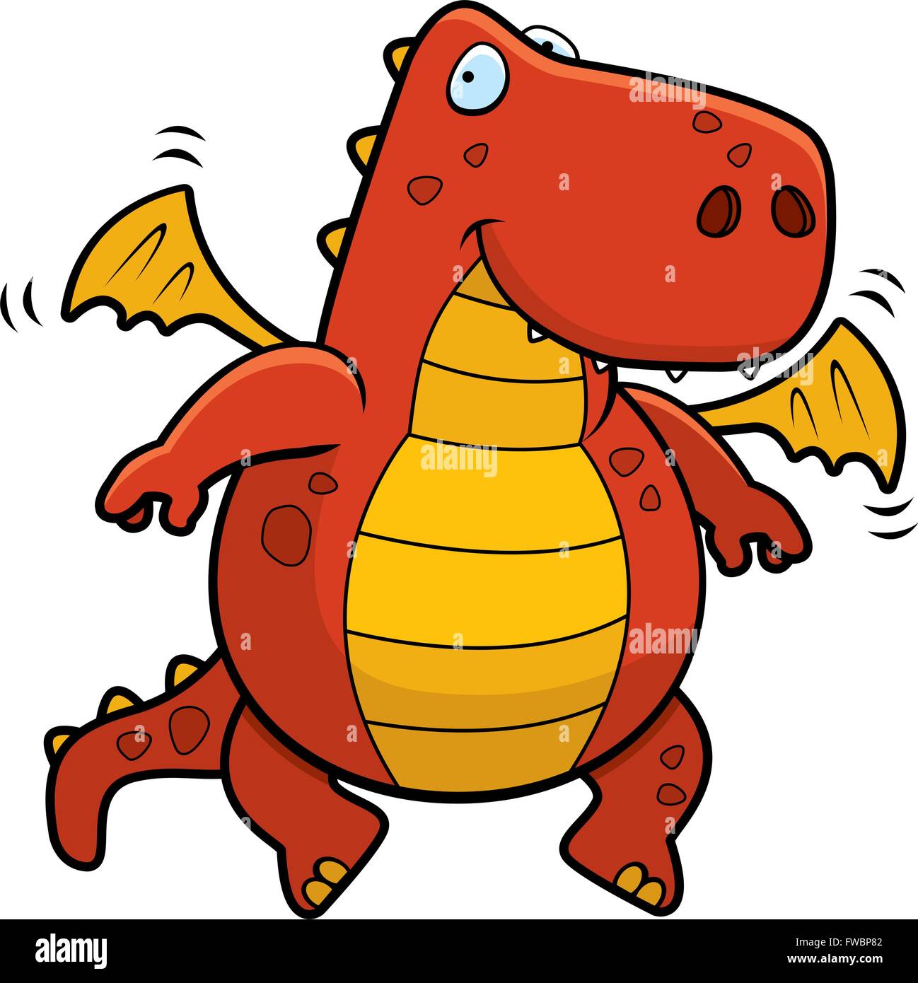A happy cartoon dragon flying and smiling. Stock Vector
