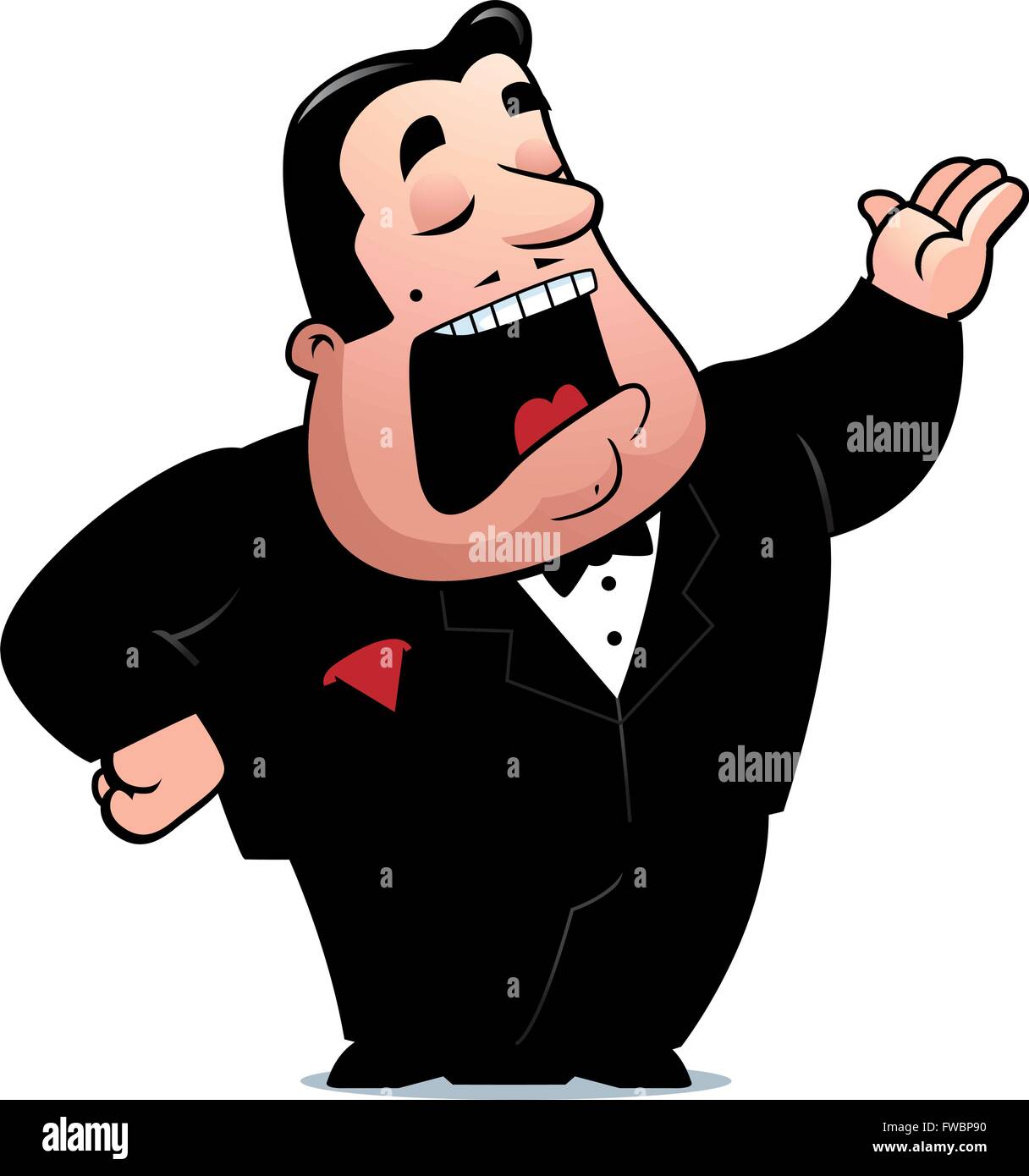 A cartoon opera singer man singing. Stock Vector