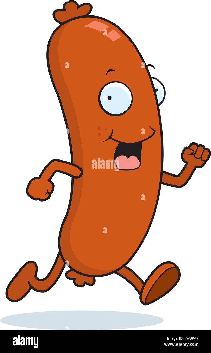 A happy cartoon sausage running and smiling Stock Vector Image & Art