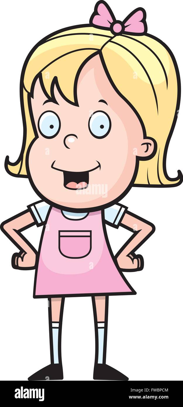A happy cartoon girl standing and smiling Stock Vector Image & Art - Alamy