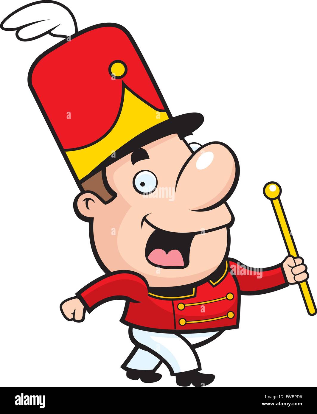 A happy cartoon marching band conductor waving and smiling Stock Vector