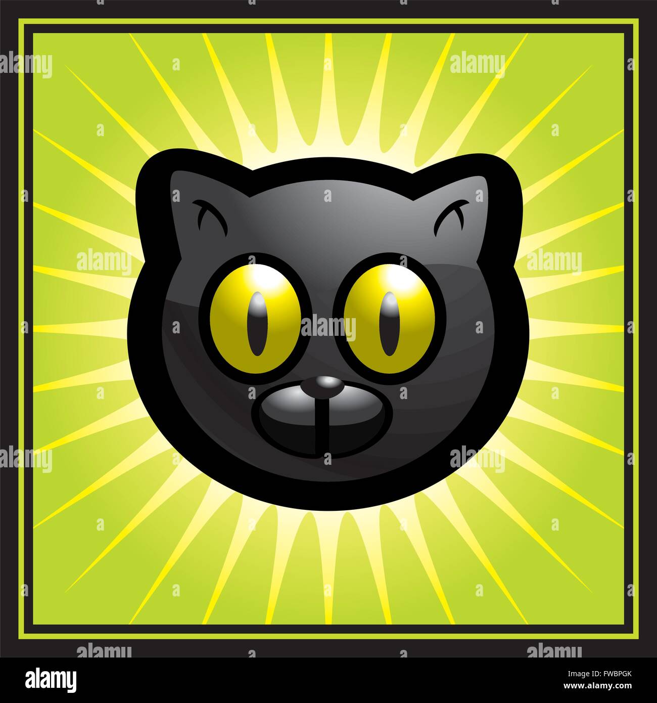 A cartoon black cat on a yellow background Stock Vector Image & Art - Alamy