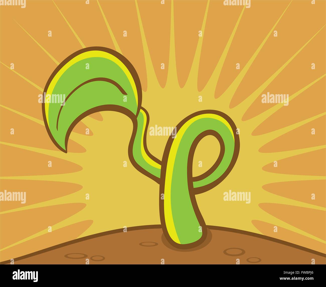 A cartoon plant sprouting from the ground. Stock Vector