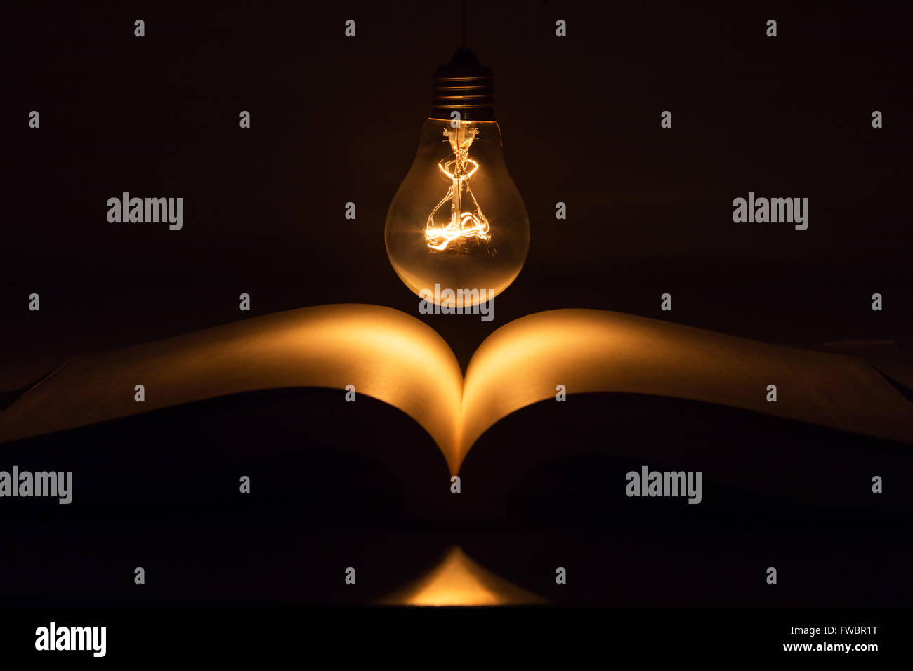 book and light bulb, business education concept Stock Photo - Alamy