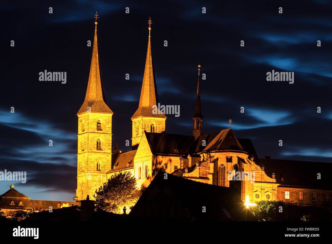 Bamberg Cathedral at night Stock Photo