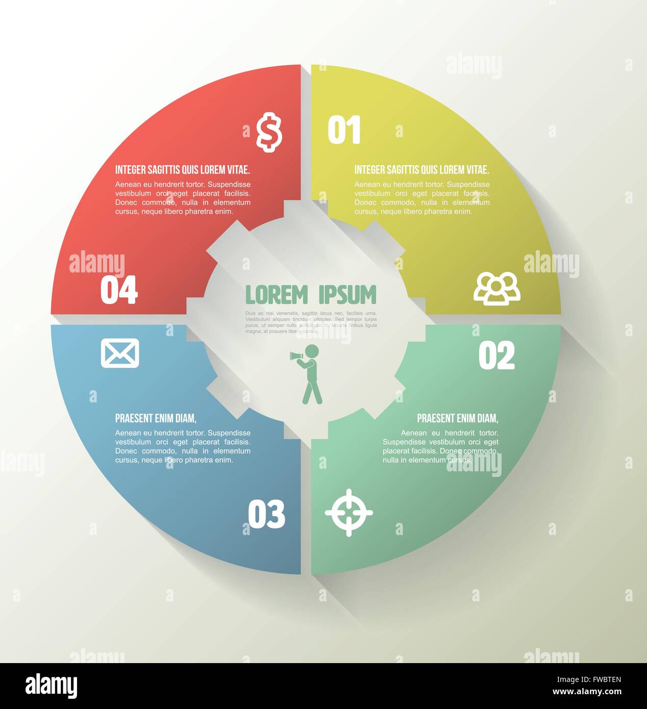 Circle four step template with icons. Vector illustration. Can use for ...