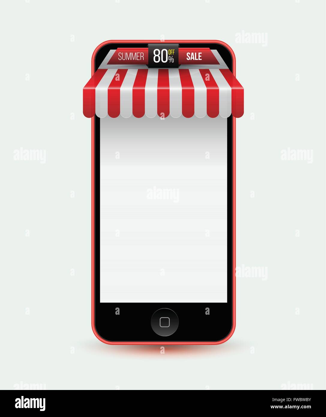 Mobile Phone Mobile Store Concept With Awning Vector Illustration