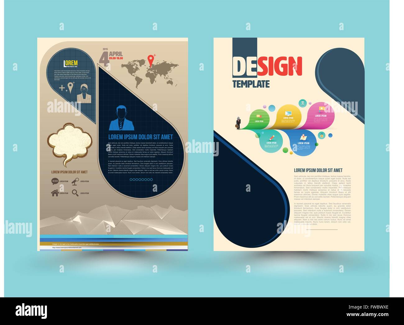 Vector brochure template design. Business graphics brochures. Used for cover layout, infographics, brochures, flyers and prints. Stock Vector
