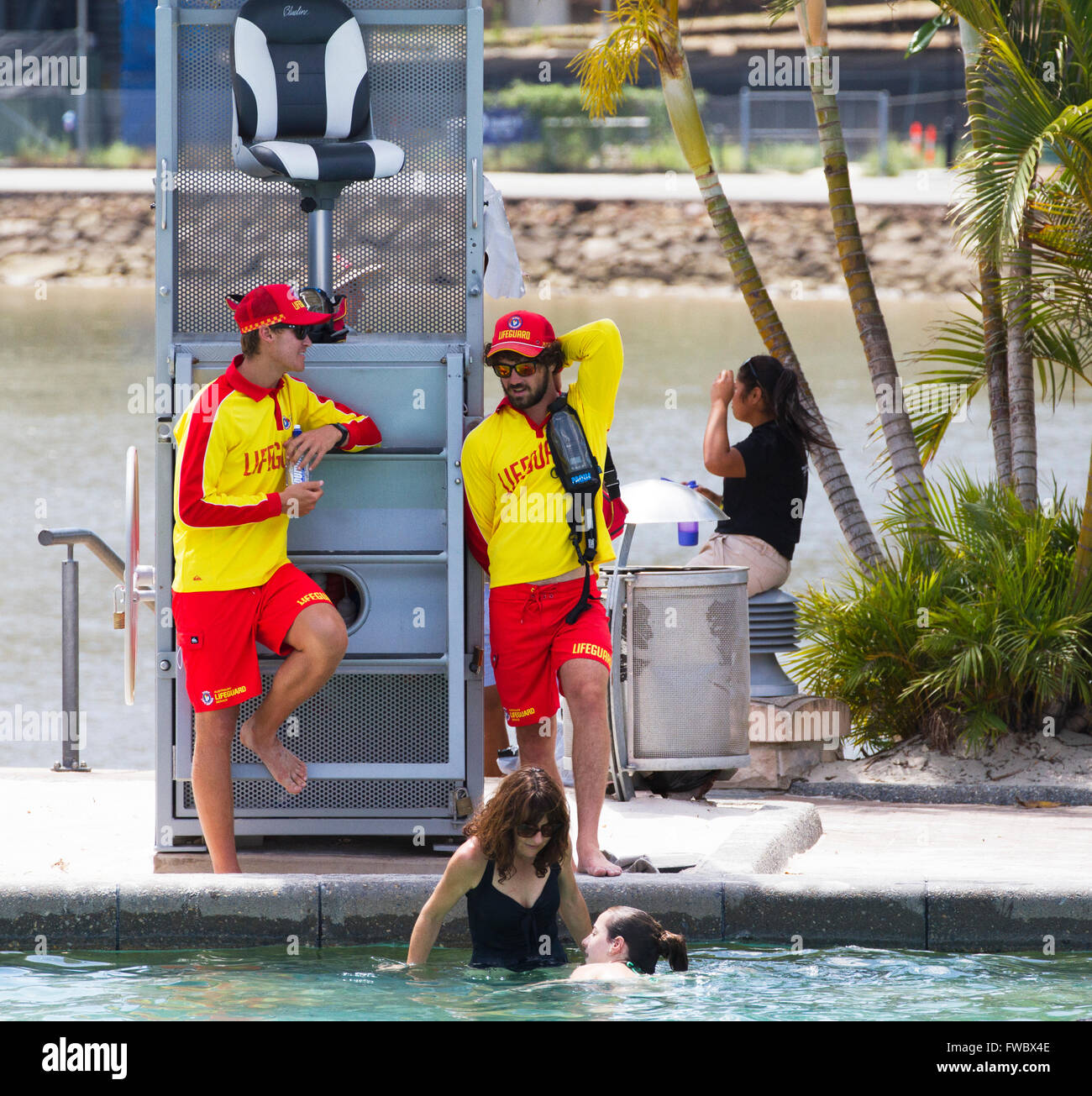 lifeguards at South bank brisbane Stock Photo