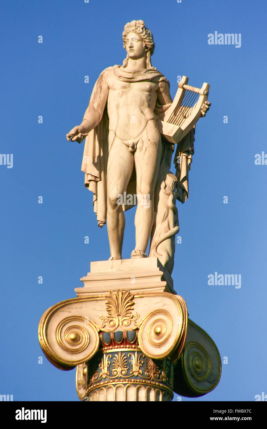 Apollo statue in the academy of athens Stock Photo