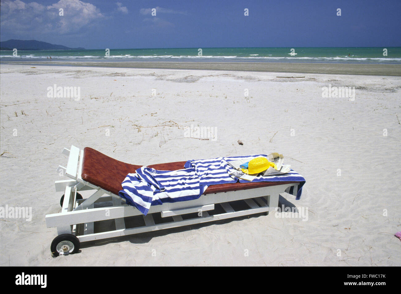 Sun bed on the beach in Kuantan,Malaysia Stock Photo Alamy