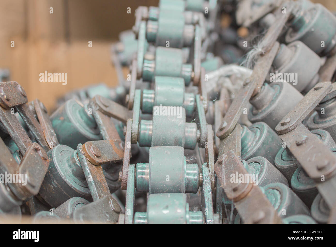 Line Conveyor old Industrial Or manufacturing industry Stock Photo