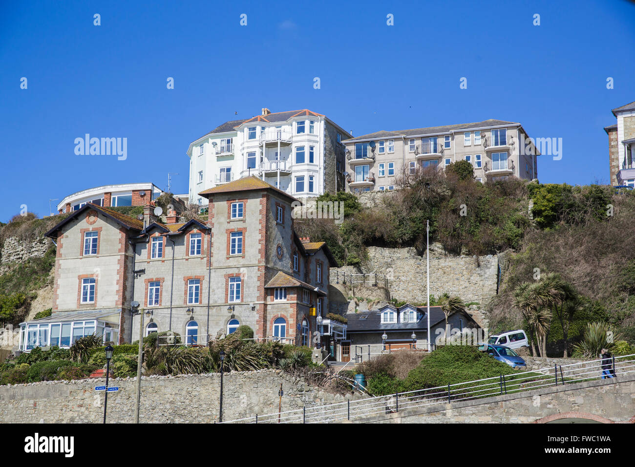 General view of Ventnor, Isle of Wight, on a sunny spring day. Stock Photo
