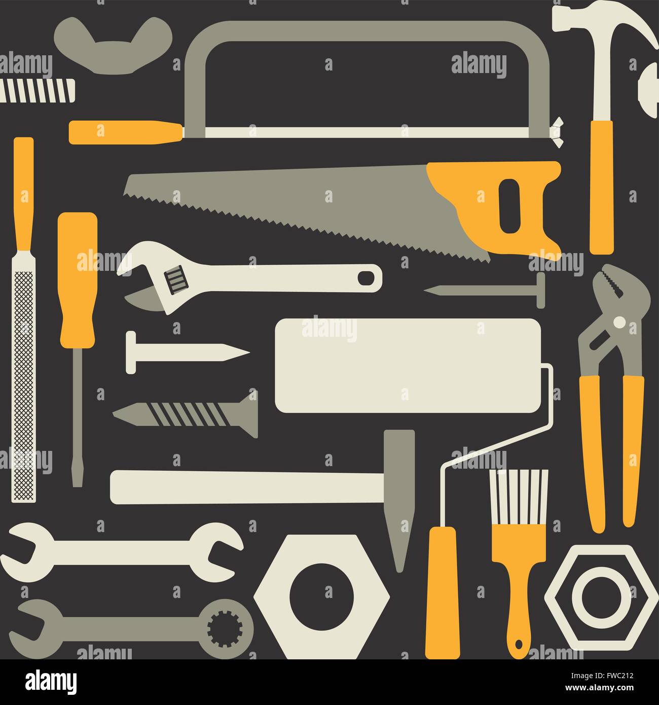 Vector seamless pattern background with various tools Stock Vector