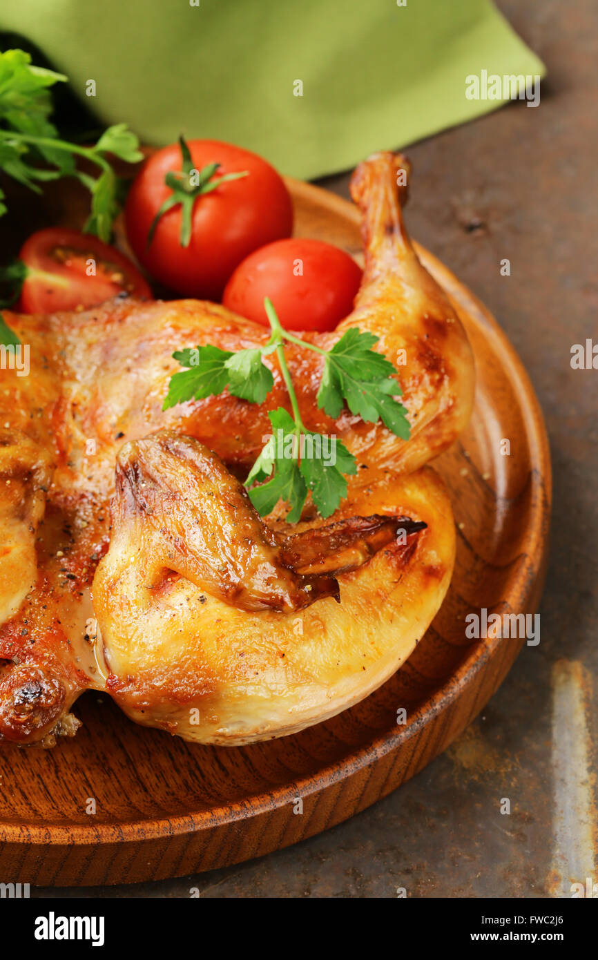 grilled whole chicken with herbs and spices Stock Photo Alamy