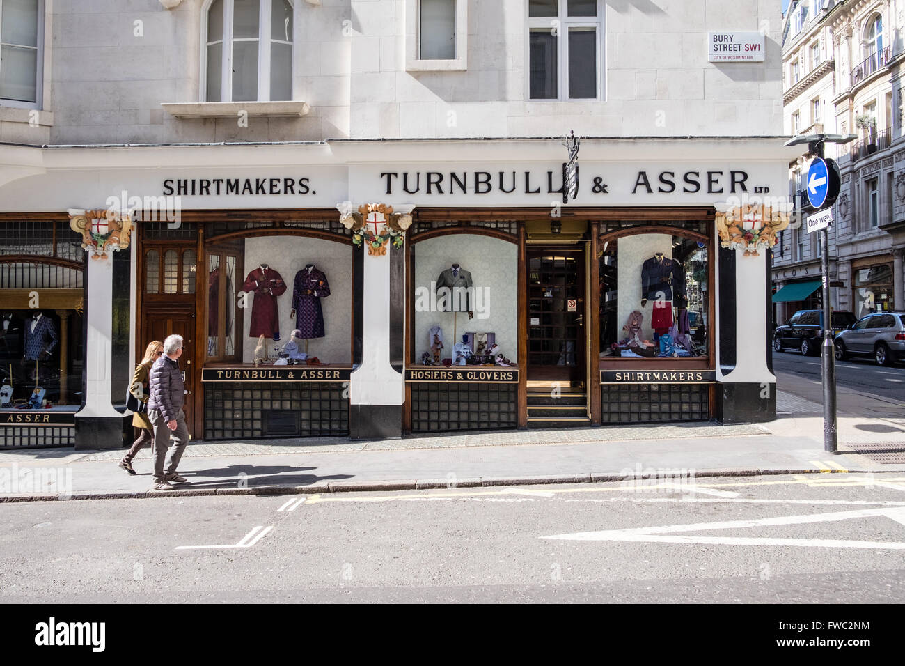 Turnball & Asser Shirtmakers Luxury shop window on Jermyn Street in London Stock Photo