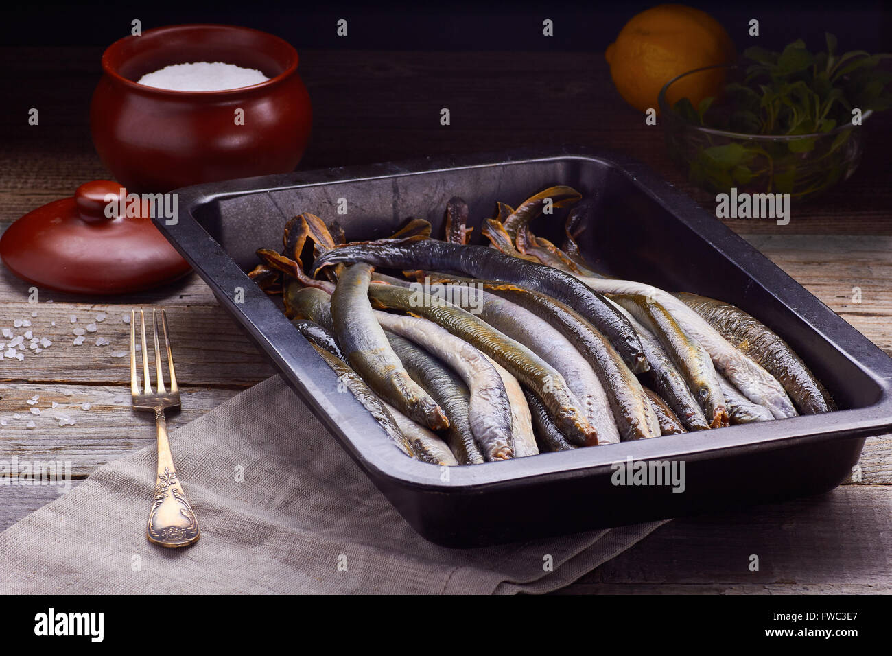 Fresh lamprey ready for cooking Stock Photo