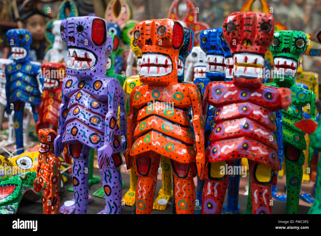 Nim Po't, souvenir shop in Antigua, Guatemala. Typical painted dolls. Nimpot is a handicraft shop located in the heart of Antigu Stock Photo